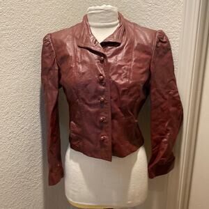 Foxmoor Vintage Brown Leather Button Down Jacket Sz Small